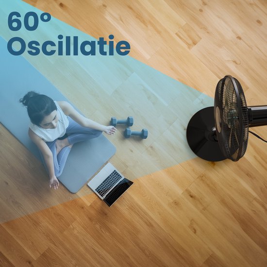 Auronic Tripod Fan - Ventilateur sur pied - Air Cooler - Ventilateur de sol et de table - 3-en-1 - 12 vitesses - Ventilateur silencieux - Ventilateur - Avec télécommande - Noir