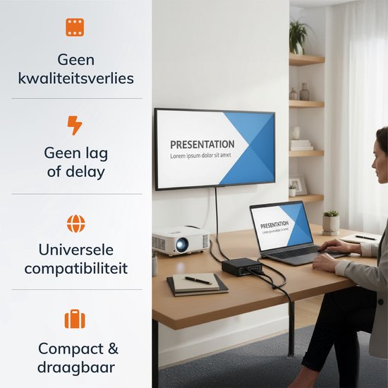 Skoov HDMI Splitter 1 in 2 out - Adaptateur 4K HDMI Splitter - Câble - 2 Ports - Duplication d'image - Universel - Jeu - TV - PC - Extender
