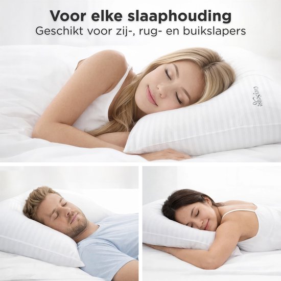 Oreiller CozySense® - Lot de 2 - 50x70 CM - Oreiller de sommeil de qualité supérieure - Enveloppe 100% coton - Oreiller - Oreiller de soutien pour les dormeurs sur le côté, le ventre et le dos