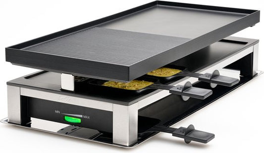 Solis 3 in 1 Table grill 7911 Gourmet set 10 personnes - Raclette Gourmet Set - Plaque à pâtisserie Gourmet - Argent/Noir