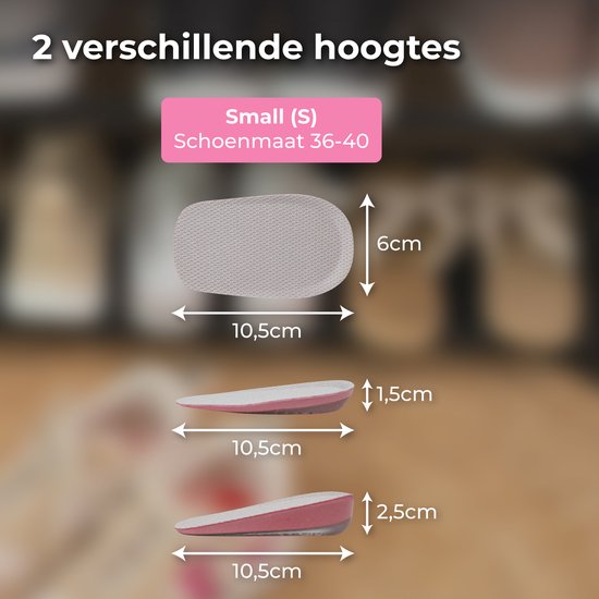 Semelles Nuvance - 2.5cm Heel booster - Heel pads - 2 Pieces - Size 36-40 - Men & Women - Heel insoles - Pink