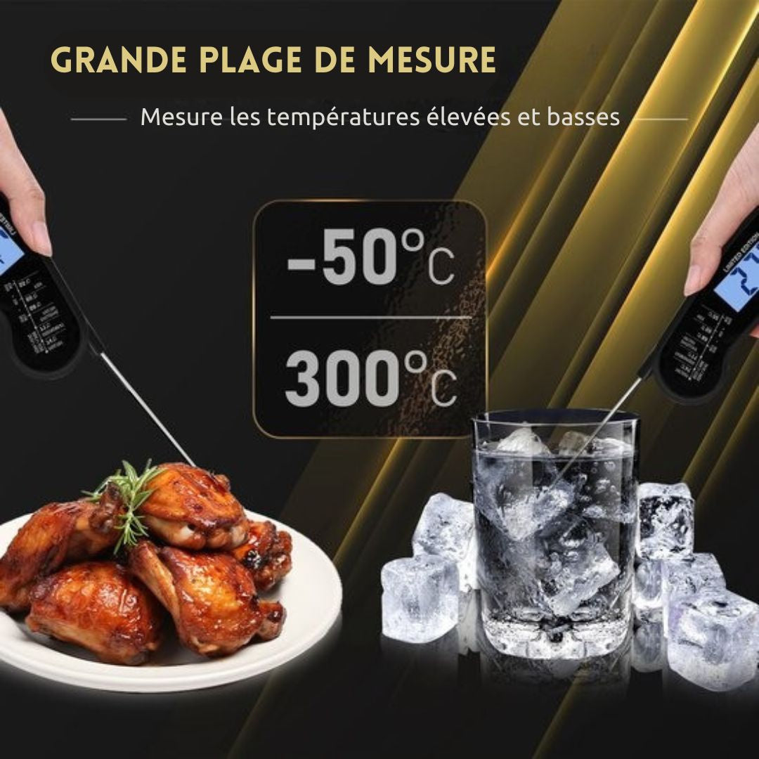 Thermomètre de cuisine - MostEssential Premium - Thermomètre pour barbecue - Noir