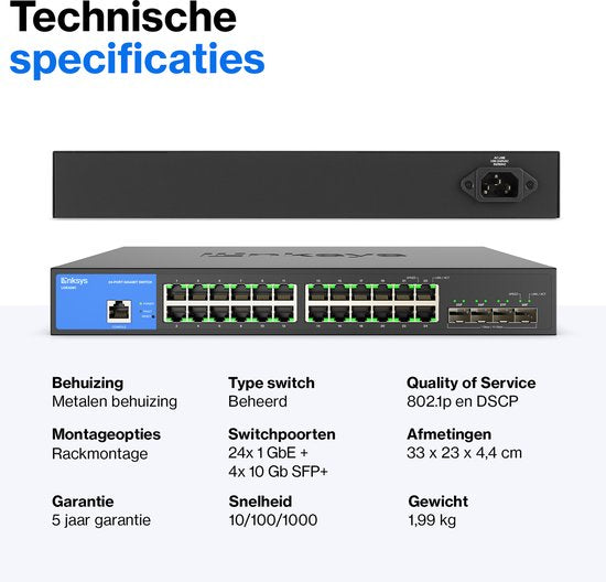 Linksys LGS328C - Commutateur réseau - Gigabit - Géré - 24 ports - 4 ports SFP+ - Noir