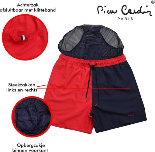 Maillot de bain Pierre Cardin rouge/bleu marine, taille M