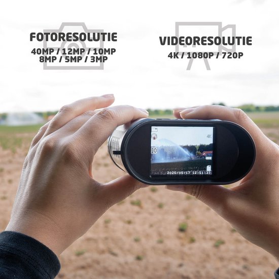 BREND BR-2242 Jumelles numériques - Vision nocturne 300 mètres - 4K - 40 mégapixels - écran IPS - zoom 10x - lampe de poche - carte SD incluse