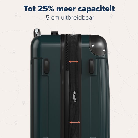 TRVLMORE Valise à main - 45L - Serrure TSA - Léger - Extensible - Trolley - 54x36x22cm - Vert foncé