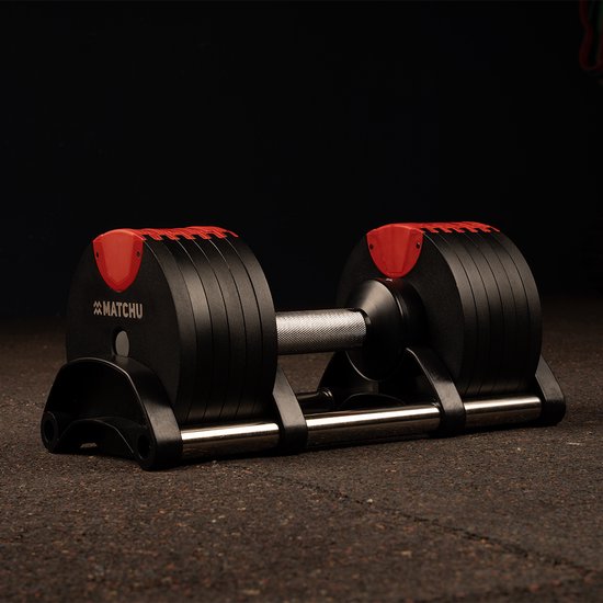 Matchu Sports - Haltères réglables 24 KG - Jeu d'haltères - 1 pièce - 6 haltères en un ! - Jeu d'haltères réglables - Jeu d'haltères - Jeu de poids - Poids