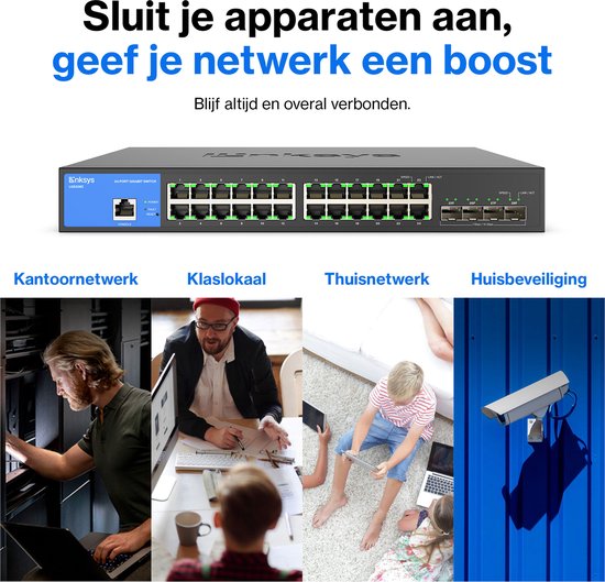 Linksys LGS328C - Commutateur réseau - Gigabit - Géré - 24 ports - 4 ports SFP+ - Noir
