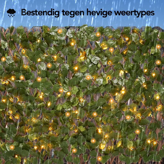 Brixy Haie Artificielle Solaire - Led - Extensible - 180 x 90 cm - Lierre artificiel - Plantes artificielles d'extérieur et d'intérieur - Imitation Plante - Lierre artificiel - Extensible - Luminaires - Eclairage