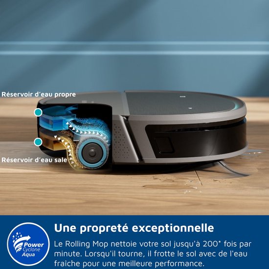 Robot aspirateur avec station d'accueil tout-en-un - PHILIPS - XU9100/10 - série 9000 - 8000 Pa - ≤ 66 dB - Métal gris