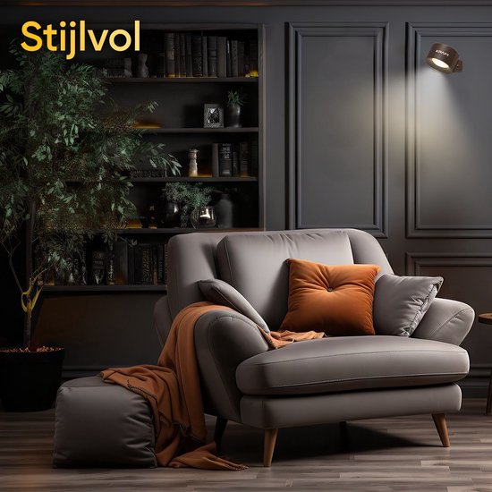 KRAFT Lampe murale rechargeable - Appliques murales d'intérieur - Couleur chêne - 2 pièces