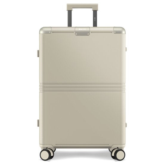 ONYX Hybrid Pro Check-in Suitcase Medium 70 Litres - Polycarbonate recyclé et design sans fermeture éclair - Valise de voyage avec serrure TSA et roues pivotantes - Trolley léger avec compartiment pour ordinateur portable - Blanc ivoire