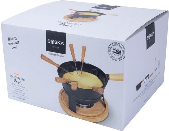 Boska Fondue Set Pro L - Set à fondue au fromage - Pour tout type de cuisinière - Fonte robuste et incassable - 1.8 litres