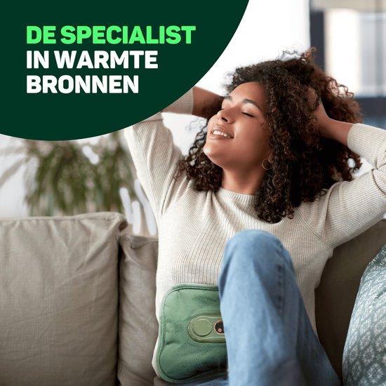 Vulpes Goods® - Carafe électrique - Flanelle verte douce - Affichage numérique - Sans fil et économe en énergie - Chauffe-mains inclusCompter les douleurs menstruelles et musculaires - Carafe chaude pour le lit