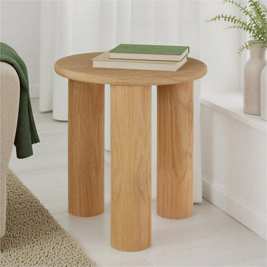 tectake® Table d'appoint ronde Sisi - Ø 40 x 45,5 cm - Pieds en bois massif - Table basse - Table de lit - Table ronde avec protections antidérapantes pour le sol