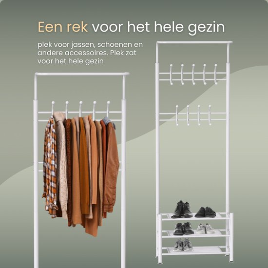 O'DADDY® porte-manteau droit - porte-manteaux - porte-manteau avec porte-chaussures - porte-manteau noir - porte-manteau - porte-vêtements - porte-manteau avec porte-manteau - porte-manteau avec porte-chaussures - porte-manteau en métal - 66 x 30 x 190 cm