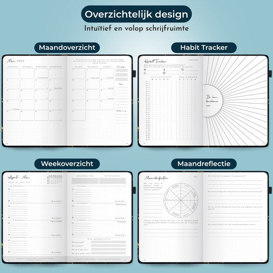 Systemyze Agenda 2025 Adultes - Planificateur - Journal - Organiseur - Feuilles d'autocollants incluses - Format A5 - Bleu