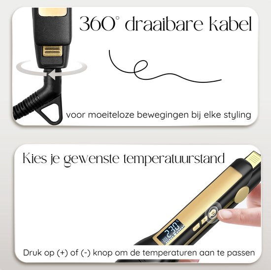 Sansbeauté® Professional Straightener - 2 in 1 - Curling tongs - Straighteners - Hair Straightener - Fast Warm-up - 80℃ to 230℃ - Straightening & Curling - ION technology
