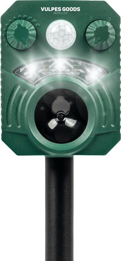 Vulpes Goods® Repellent - Répulsif ultrasonique à énergie solaire pour chats - Effrayant pour chats - Répulsif pour martres - Répulsif pour animaux - Imperméable - Répulsif pour animaux nuisibles