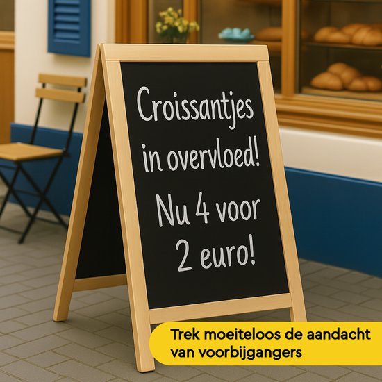 BRASQ Chalkboard Blank - 55x 85 CM - Tableau noir - Enseigne publicitaire - Enseigne de trottoir - Double face - pour l'intérieur et l'extérieur - Hospitality