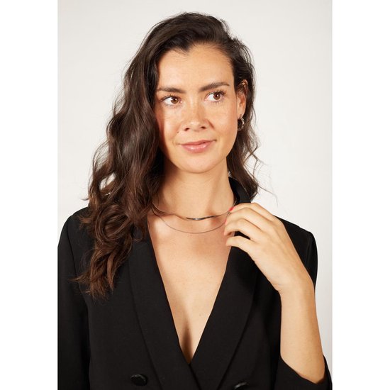 Laura Ferini Ladies Necklace Chiara Silver - Chaîne à maillons en argent avec 2 couches - Plaqué or blanc 18K - Collier - Collier - Bijoux - Accessoires - Collier pour dames