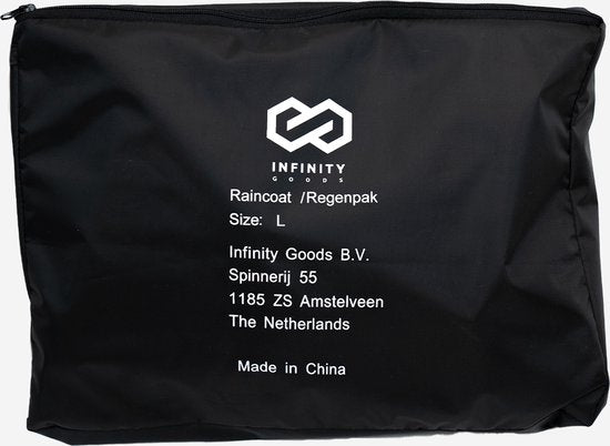 Infinity Goods Regenpak - Dames & Heren - Maat L - Waterdicht & Ademend - Reflecterend - Zwart