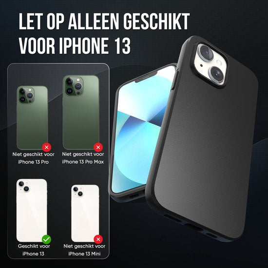 Etui pour téléphone noir adapté à l'Iphone 13 Etui avec protection d'écran en verre protecteur