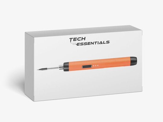 Tech Essentials Fer à souder sans fil - 8W - USB-C - avec étain - kit - soudure fine - stylo - batterie - set de soudure - souder - outil électrique - orange