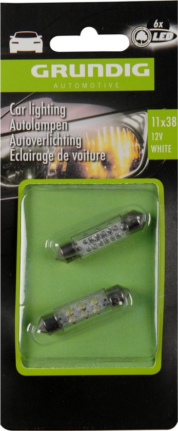 Grundig Set of 2 Car Lights - 6x LED - 12 Volt - 11 x 38 - Blanc