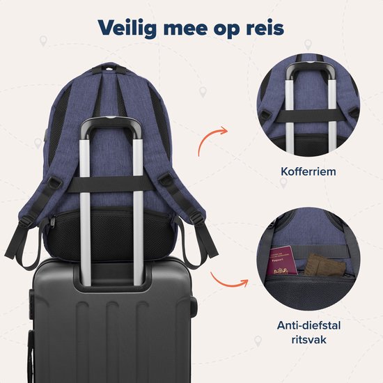 TRVLMORE Sac à dos - 28L - 15.6 inch - Sac à dos pour ordinateur portable - Sac d'école - Homme et Femme - Sacoche pour ordinateur portable - Splashproof Blue