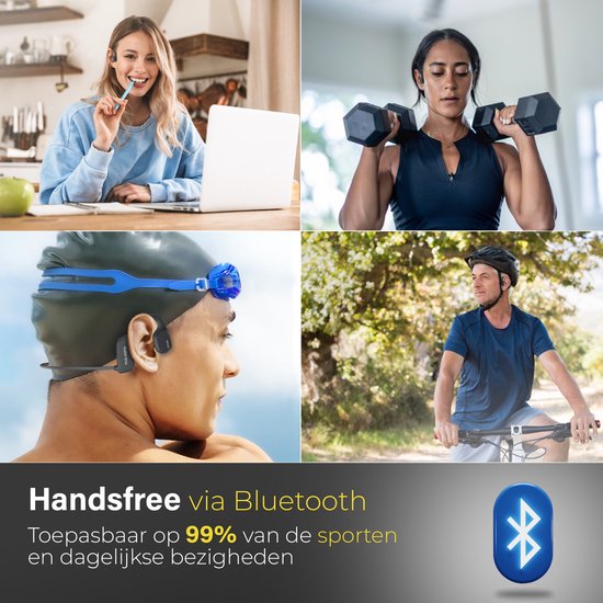 Soundvibe® Bone Conduction Headphone Black - Casque de sport - Ecouteurs de sport - Ecouteurs sans fil - Résistant à l'eau - Carte mémoire interne de 8 Go - Casque de sport - Pour tous les téléphones et ordinateurs portables - Ecouteurs de course - Ecoute