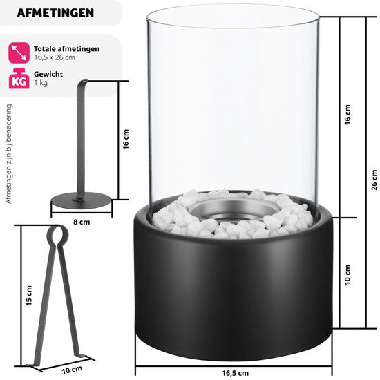 Cheminée de table au bioéthanol tectake® - Décoration de terrasse et de balcon - Feu de table à l'éthanol - Accessoires pour la maison et gadgets pour le camping en plein air - Décoration de table pour l'intérieur et l'extérieur