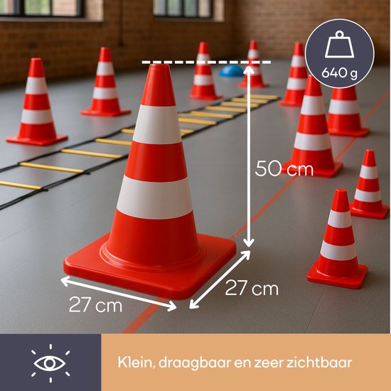 Cône de barrière Perel, pour délimiter des zones, rouge/blanc, usage récréatif, 50 cm