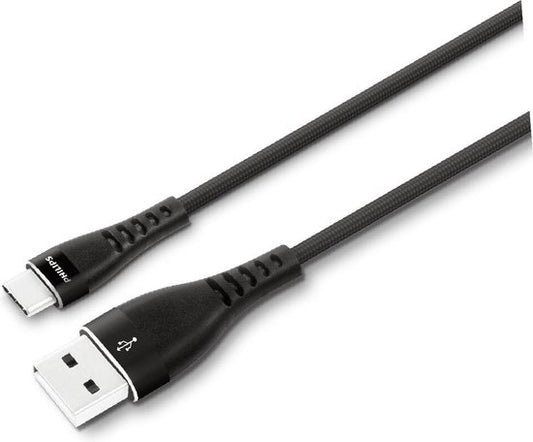 Câble USB 2.0 Philips - DLC5206A/00 - USB-A - USB-C - Longueur : 2 mètres - Nylon de qualité supérieure - Noir
