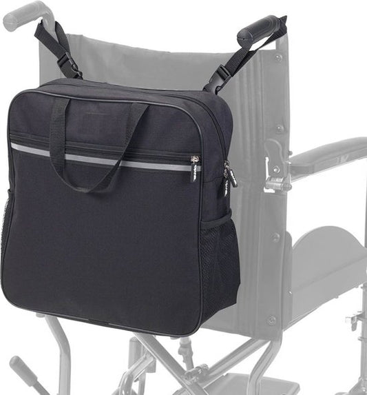 Alyze Sac pour fauteuil roulant avec bande réfléchissante - Imperméable - Grand sac de rangement - Convient au fauteuil roulant, au scooter de mobilité et au rollator - noir - Accessoires pour fauteuils roulants
