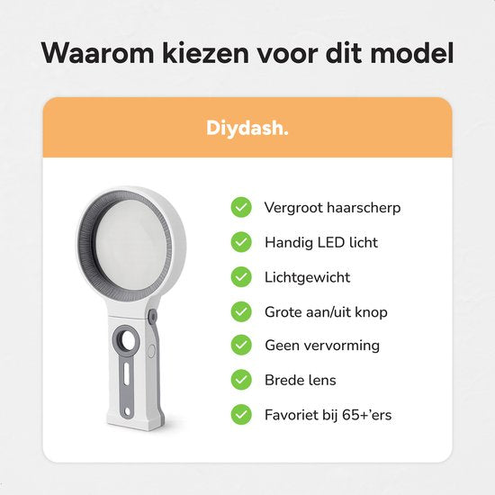 Loupe avec éclairage LED - jusqu'à X30 - Lampe loupe - Loupe de lecture - Pour adultes, personnes âgées et enfants - Lunettes loupe - Convient pour le hobby, la peinture sur diamant et les réparations - Loupe de bijoutier