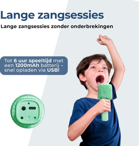 Denver Karaoke Microphone Bluetooth - Sans fil - Haut-parleur avec finition duveteuse - Ensemble Karaoké - AUX - MicroSD - KMS30GN