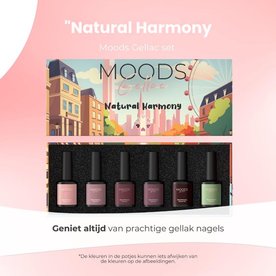 Moods Gellac 6-Piece Set - Gel Nail Polish Starter Pack - Vernis à ongles en gel - 8ML - Natural Harmony - Gellac - Nails - Chic Colours
