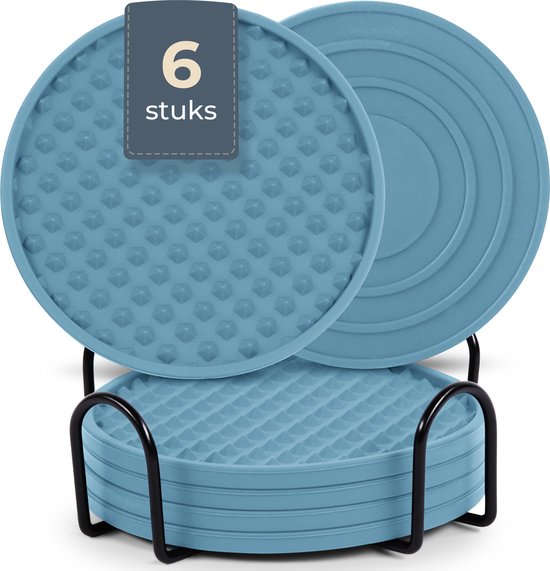 Castagnola Sous-verres en silicone - Sous-verres pour verres - Sous-verres design avec support - Set de sous-verres - Antidérapant - Lot de 6 - Vert