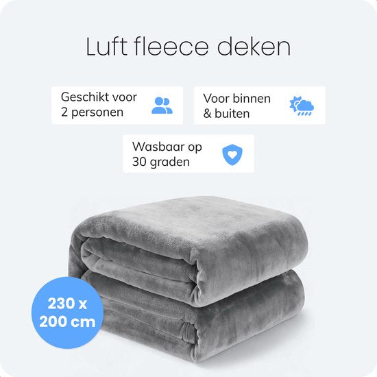 Couverture Luft Fleece - 230x200cm - Extra large et super douce - Plaid - Couverture de canapé - Plaid Fleece - Couverture chaude pour canapé