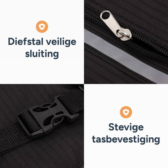 Alyze Sac pour fauteuil roulant avec bande réfléchissante - Imperméable - Grand sac de rangement - Convient au fauteuil roulant, au scooter de mobilité et au rollator - noir - Accessoires pour fauteuils roulants