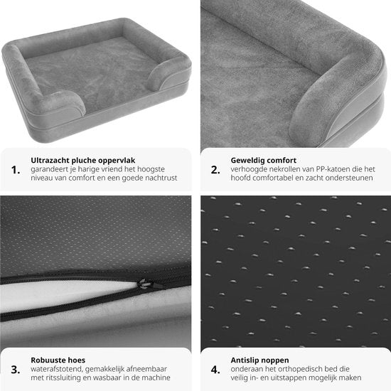 tectake® dog bed - coussin pour chiens de grande et moyenne taille - moelleux et lavable - panier pour chien avec mousse à mémoire de forme - box pour chien - chaise longue pour chien - panier pour chien - coussin pour chien L (91 x 68 x 18 cm)