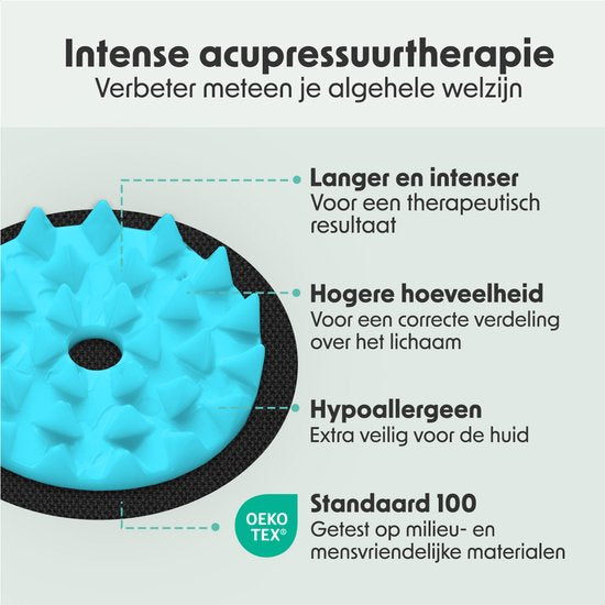 LifeGoods Tapis d'acupression XL - avec coussin - Tapis Shakti - Tapis pour les ongles avec 2 balles pour les points de déclenchement - 128x48x2cm - Noir/Turquoise