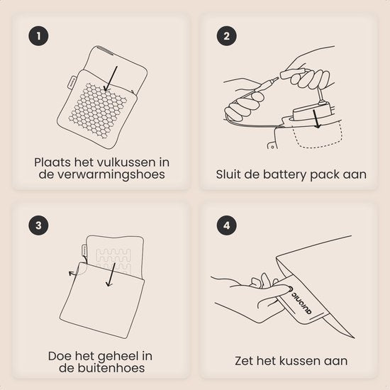 Auronic Heat Pillow - Velvet - 45x60 - Sans fil - Rechargeable - Oreiller électrique - Infrarouge - Noir