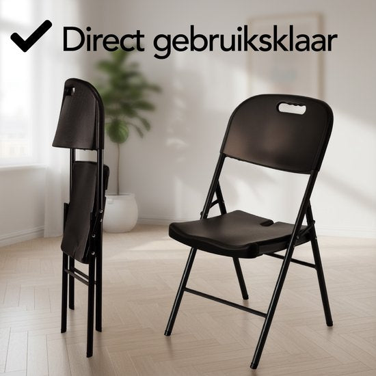Chaises pliantes Brixy - Lot de 4 - Chaises pliantes - Robustes - Résistantes aux intempéries - Chaises pliantes - 47 x 54 x 87 CM - Noir