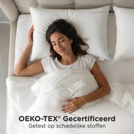 Oreiller CozySense® - Lot de 2 - 50x70 CM - Oreiller de sommeil respirant avec housse en microfibre douce - Oreiller d'hôtel - Oreiller - Pour les dormeurs sur le côté, le ventre et le dos