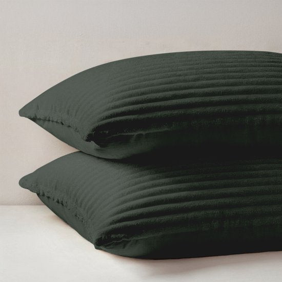 Zydante® Housse de couette Teddy Rib - 200x220 cm - Garden - avec 2 taies d'oreiller