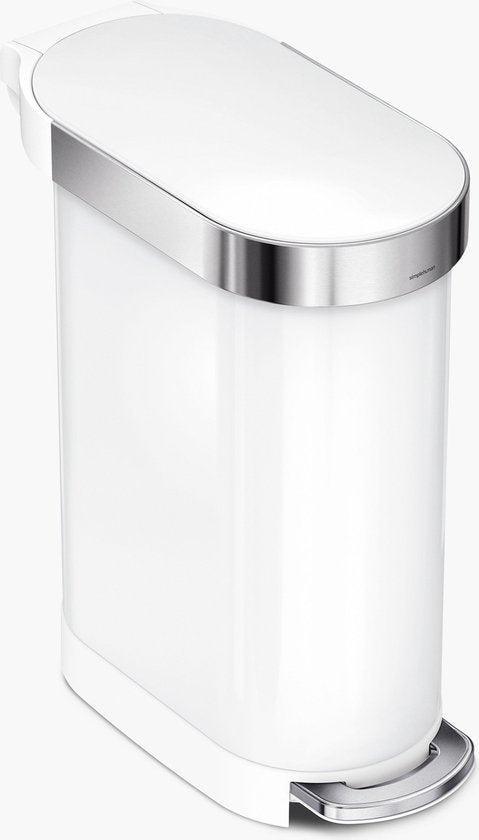 Simplehuman Poubelle - Slim - 45 l - Blanc - acier inoxydable