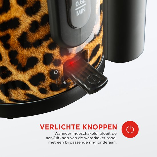 Bouilloire Panthère tendance Bourgini - Bouilloire élégante imprimée panthère pour les cuisines modernes