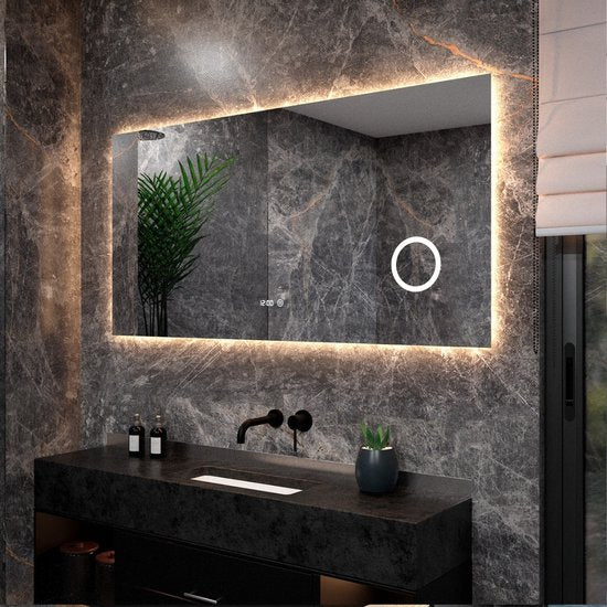 Mirlux Miroir de salle de bain avec éclairage LED et chauffage - Miroir mural rectangulaire - Miroir de douche anti-condensation - 160x80CM